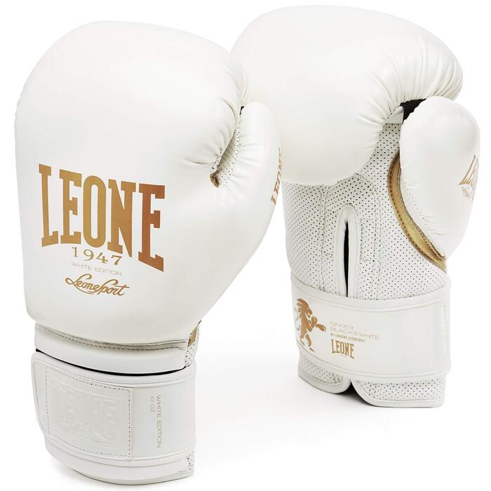 Боксерські рукавички Leone 1947 Black Edition 10 oz, білі, унісекс