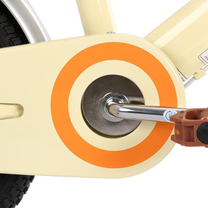 Дитяче велосипед STITCH Retro 12/14/16/18 дюймів для дівчаток 2-8 років з кошиком та додатковими колесами (14 дюймів з колесами, бежевий)