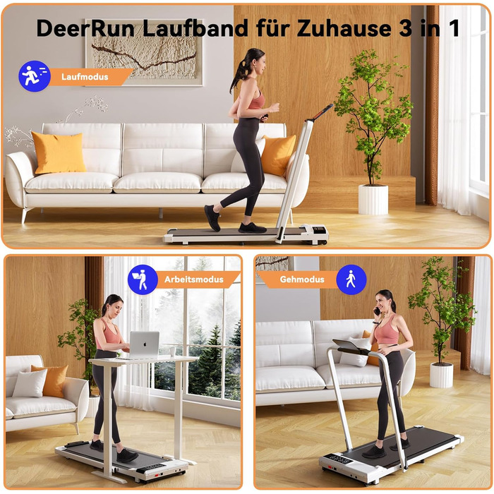 Бігова доріжка DeerRun Raceable для дому, макс. 136 кг, складана, з APP-керуванням, тренуваннями та змаганнями, підходить для офісу та сучасних пристроїв