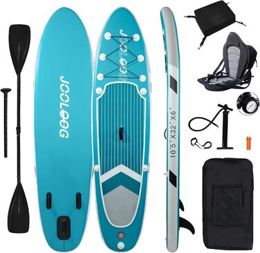 Надувний SUP Board JOOLOOG Stand Up Paddle Board (сапборд) для дорослих та підлітків, 300 кг, 10'2/10'5, 320 x 81 x 15 см (з сидінням 315 x 80 x 15 см)