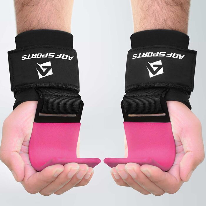 AQF Навантажувальні гачки для силових тренувань: неслизькі ручки з гумовим покриттям, 8 мм неопреновий наповнювач – гачки для важкої атлетики для чоловіків та жінок (пара), ідеальні для підйому ваги та пауерліфтингу (колір: рожевий)