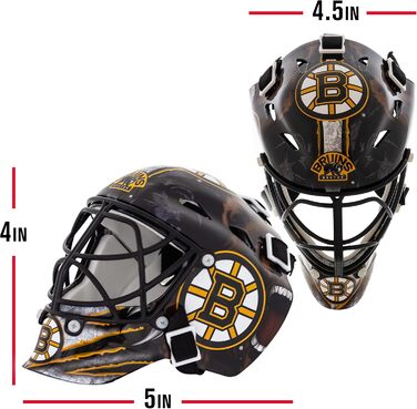Міні-шолом воротаря Franklin Sports NHL Boston Bruins із чохлом – колекційна маска з офіційною символікою та кольорами НХЛ