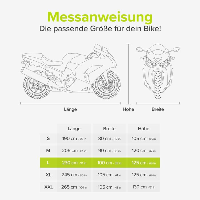Накриття для мотоцикла VELMIA - термостійке до 300°C, зимове, для Vespa, мопеда, мотоцикла (L 230 x 100 x 125 см)