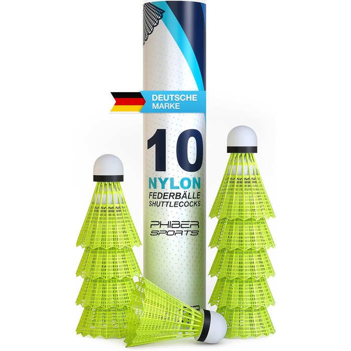 Набір для бадмінтону Federbälle: 10 штук, ідеальний для початківців, сімей та професіоналів. Підходить для гри в приміщенні та на вулиці.