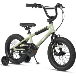 Дитяче велосипед BMX AVASTA 12/14/16 дюймів з додатковими колесами та підставкою для дітей 1-8 років, різні кольори, армійний зелений 16 дюймів