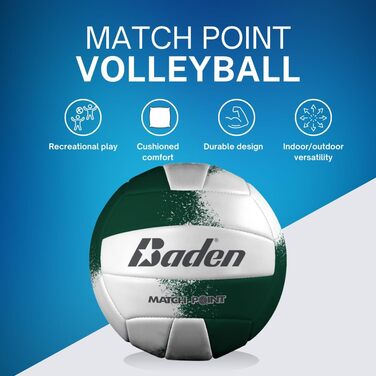Волейбольний м'яч Baden Match Point зі штучної шкіри, офіційний розмір 5, для вулиці та навчальних закладів, підходить для всіх вікових груп