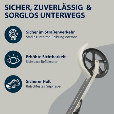 Самокат HUDORA BigWheel Pure алюмінієвий, складаний, міський, з підніжкою, регульована висота, до 100 кг, для дорослих та підлітків