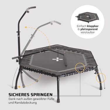 Трамплін SportPlus для фітнесу, тиха гумова пружина, вантажопідйомність до 130 кг, складаний (Антрацит)