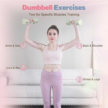 Регульований набір гантелей 2 шт. 4-в-1 для жінок, 0.9-2.3 кг, для дому