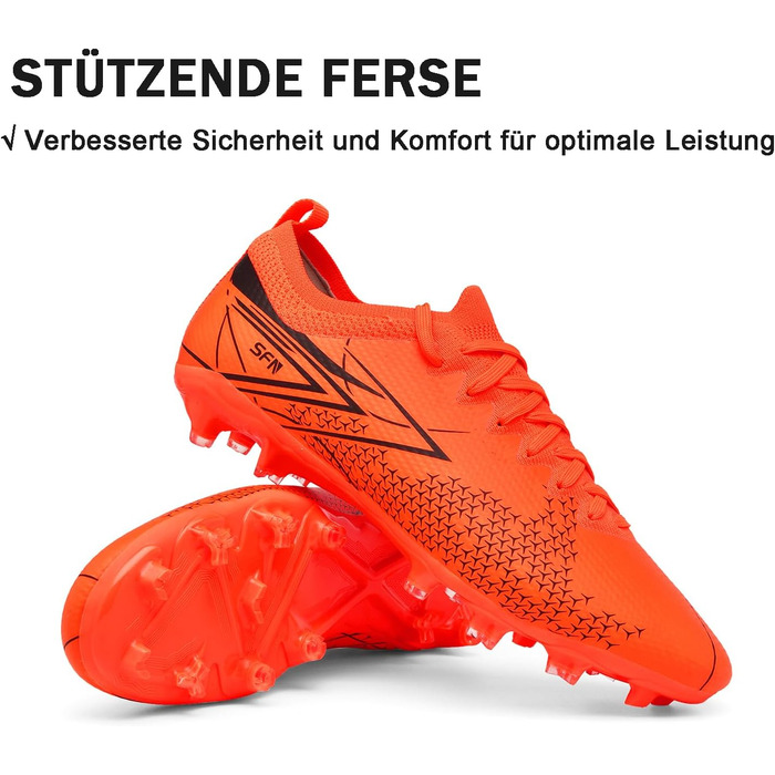 Футбольні бутси для чоловіків та юнаків, зала/штучний газон, футзал, зала, професійні, тренувальні (42 EU, помаранчевий)