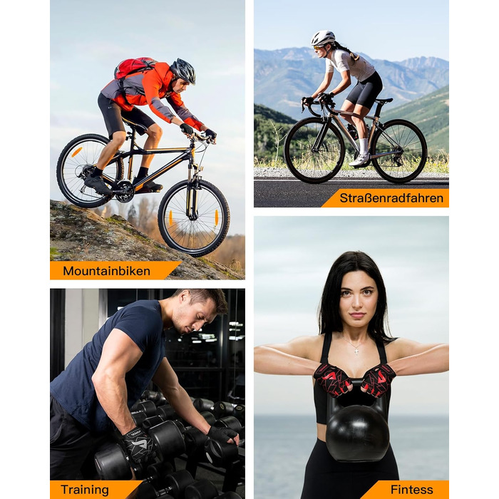 Велосипедні рукавички ATERCEL напівпальці для чоловіків - рукавички для велоспорту TB з SBR-подушками для їзди на велосипеді, фітнесу (Червоний, M)