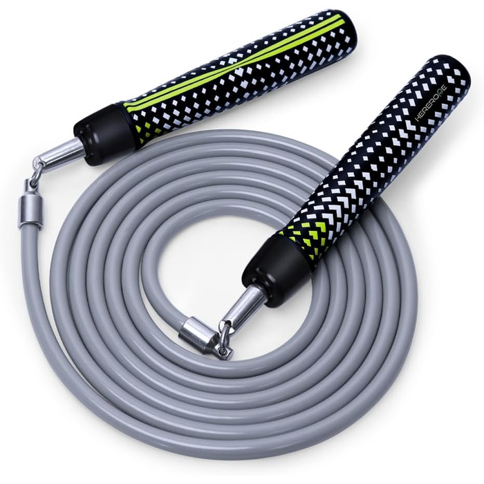 Стрибкове канат Hererope з вагою 0,5 кг, з підшипником, неслизька ручка, міцне сталеве канат, для фітнесу, інтенсивне тренування, Crossfit, сірий колір, довжина 9'0