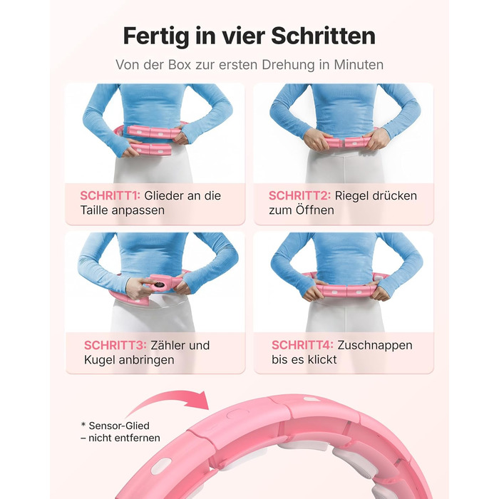 Хула-хуп MERACH з лічильником калорій та вагами, тихий, знімний, для талії 84-144 см, для спалювання жиру та кардіотренувань, домашній фітнес-інвентар