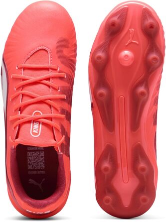 Дитячі футбольні бутси PUMA King Match FG/AG Jr - сяючий червоний/білий/червоний, 28 EU