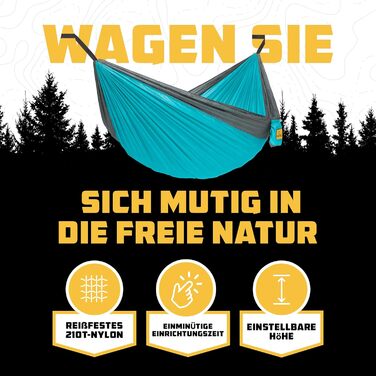Гамак для кемпінгу Wise Owl Outfitters – односпальний або двоспальний, для дому та відпочинку на природі, з сумкою для зберігання, аксесуари для рюкзака та подорожей (Блакитний, SingleOwl)