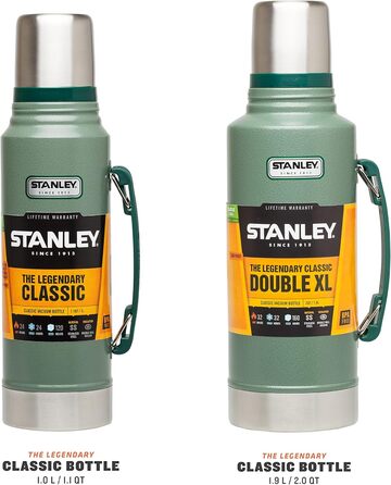 Термос Stanley Classic Legendary 1L Hammertone Green - Збереження тепла/холоду 24 години, з нержавіючої сталі, BPA Free, для подорожей
