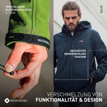 Чоловіча куртка Softshell Höhenhorn Altus Outdoor — водовідштовхуюча функціональна куртка, колір Midnight-Black, розмір L