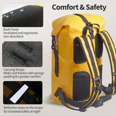 Водонепроникний рюкзак Origem Rolltop 55L: для каякінгу, риболовлі, дайвінгу та повсякденного використання