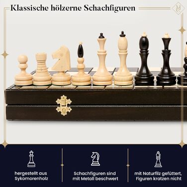 Шаховий набір Master Of Chess Staunton 50 см, дерев'яний, бук і береза, преміум-якість, велика дошка для гри, елітне шахове поле