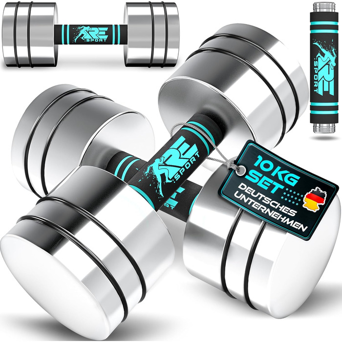 Набір гантелей 2 шт. по 10 кг (2,5/5/7,5 кг) з пінопластової ручки | Гантелі для фітнесу, тренувань вдома, силових тренувань та нарощування м'язів | Турквіс