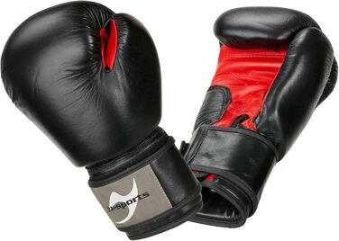 Боксерські рукавички Ju-Sports Classic, чорні/червоні, шкіряні з фіксацією великого пальця та липучкою, для чоловіків і жінок