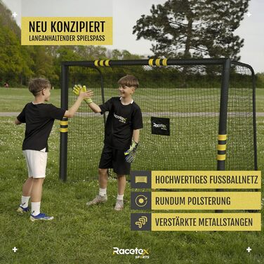 Футбольні ворота Racetex для саду, дітей і дорослих з антикорозійним покриттям, з анкерами для ґрунту та повною амортизацією