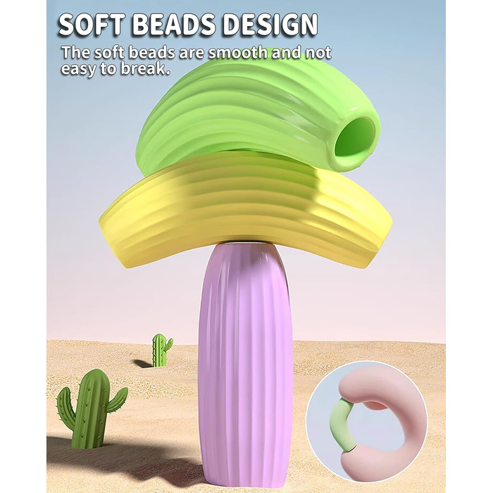 Дитяча скакалка з намистинами, м'яка, регульована, для фітнесу, тренувань та виховання, рожева та зелена