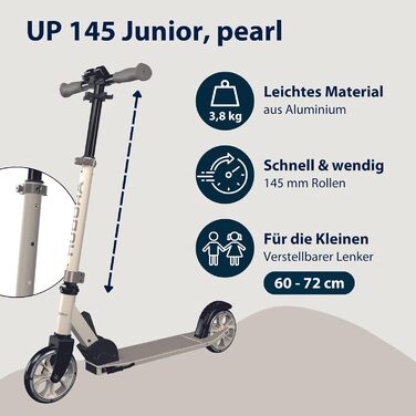 Дитячий самокат HUDORA Up 145 Junior, складаний, 145 мм колеса, регульована висота, безпечний, для хлопчиків і дівчаток від 3 років, до 60 кг