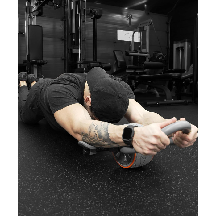 Ролер для пресу DMoose з наколінниками для тренування пресу та кора. Ідеально для дому та фітнесу (сірий)