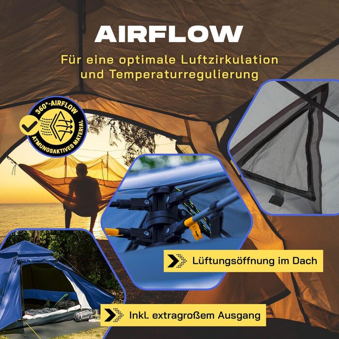 Намет Lumaland Outdoor Kuppelzelt для кемпінгу та подорожей, 2-3 особи, 215x195x120 см, блакитний