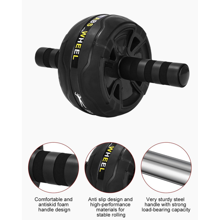 Ролер для пресу Kureny Bauchroller з набором для фітнесу: скакалка, фітнес-гумки, ручки для віджимань, захист колін. Ідеально для домашніх тренувань чоловіків та жінок