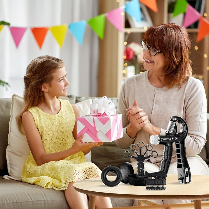 Набір для тренування рук Aurivee (6 шт.) - тренажер сили хвата, п'ятипальцевий тренажер, кільце для тренувань та м'яч для зняття стресу з сумкою