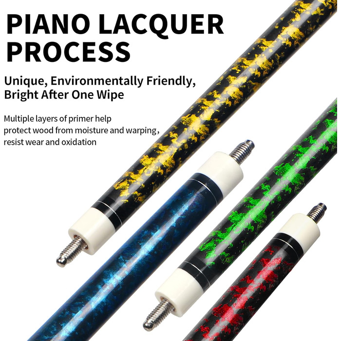 Набір для більярду Horse Billardqueue: 4 більярдні кийки з канадського акації, 58 дюймів, вага 18-21 oz, 2 крейди, для дорослих