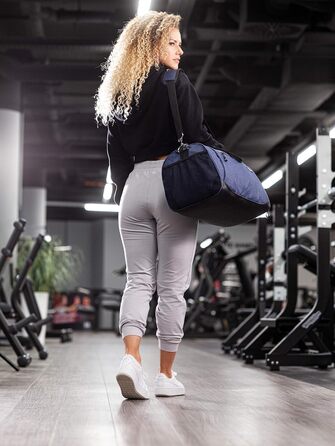 Fitgriff спортивна сумка та дорожня сумка для жінок і чоловіків з відділенням для взуття та вологих речей, для спорту, фітнесу та подорожей, тренувальна сумка Gym Bag синя, 58x31x31 см (M)