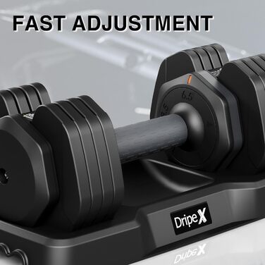 Набір гантелей Dripex: 11 кг, 24.5 кг, 41 кг. З антиковзним покриттям, регульованими дисками та підставкою. Для фітнесу, сірий колір