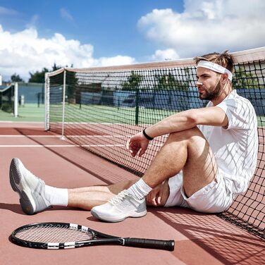 Тенісні кросівки FitVille для чоловіків, широкі, з антиковзким покриттям, для залу, бадмінтону, фітнесу, бігу (42 EU, білі з сірим)