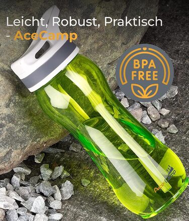 Пляшка для води AceCamp TRITAN 550 мл, спортивна, BPA-free, з подвійною кришкою, зелена, набір 2 шт.