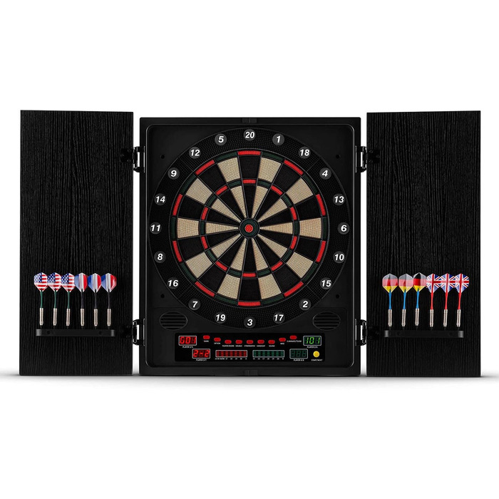 Електронна дартс-мішень oneConcept Dartmaster 180 з LED-дисплеєм, для 8 гравців, 12 дротиків, віртуальний суперник
