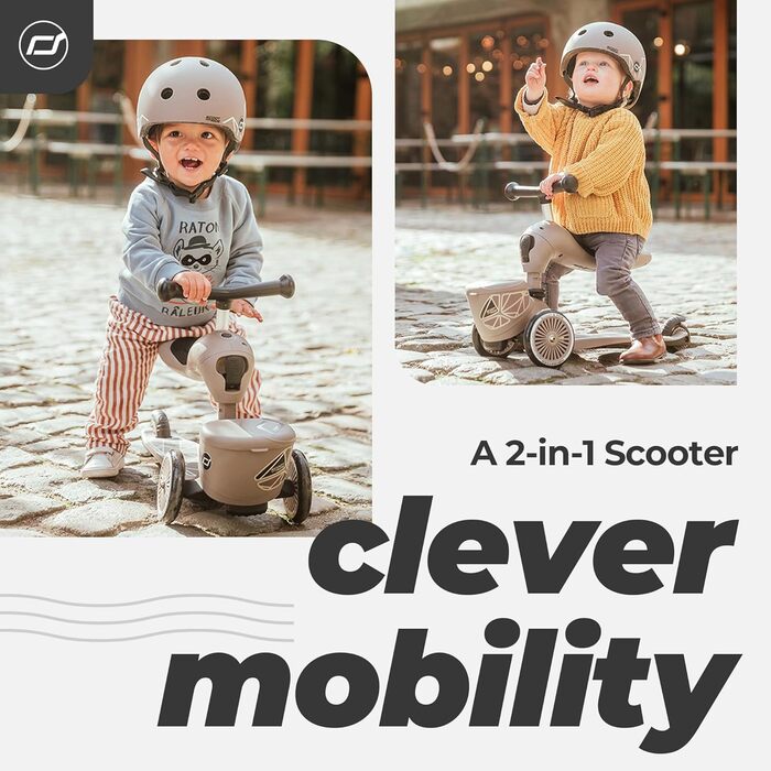 Біговел Scoot & Ride Highwaykick 1 Lifestyle з сидінням та контейнером (коричневі смуги)