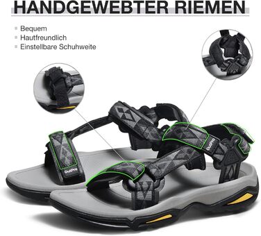 Сандалі жіночі спортивні Trekking Damen Schwarz для активного відпочинку та подорожей, з підтримкою склепіння стопи, чорні, 42 EU