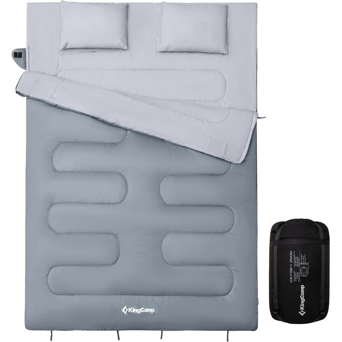 Сплячий мішок KingCamp для двох осіб, зимовий, для кемпінгу, сірий
