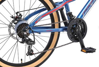 Гірський велосипед BIKESTAR алюмінієвий 24 дюйми для дітей 9-14 років, 21-швидкісна Shimano, дискові гальма, амортизаційна вилка