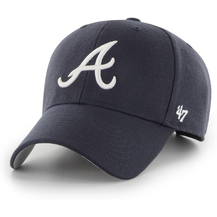 Кепка бейсболка MLB Atlanta Braves з регульованим закриттям на липучці, вигнутий козирок, логотип команди, універсальний розмір