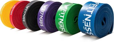 Еластичні гумки для фітнесу - набір 6 шт. / окремо з сумкою та інструкцією. Тренування вдома, тяга, фітнес-гумки (жовтий, червоний, чорний, фіолетовий, зелений, синій)