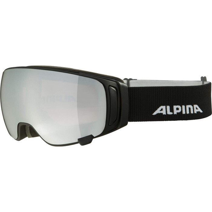 Гірськолижна маска ALPINA Double Jack Mag Q-Lite з мінними лінзами, дзеркальним покриттям та захистом від UV 100%, чорна матова