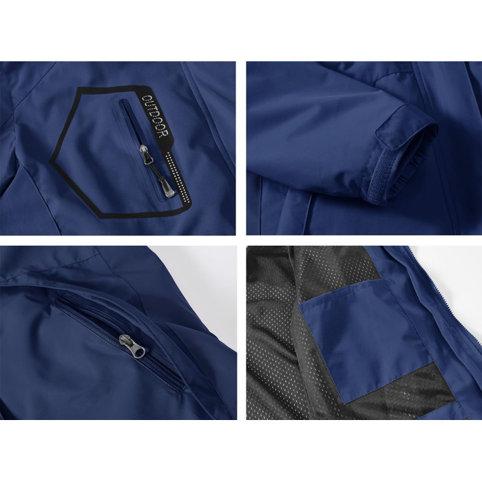 Жіноча 3-в-1 куртка Ysento: водонепроникна, вітрозахисна, з флісовою підкладкою, для активного відпочинку, з капюшоном (S, Морська)