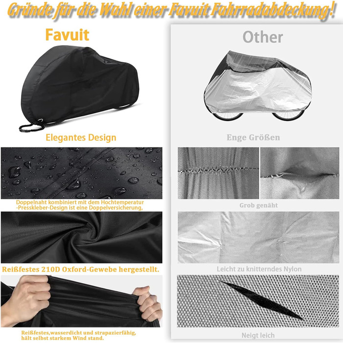 Водонепроникний чохол для велосипеда на 2 велосипеди, 210D Oxford, 170x60x85cm, чорний