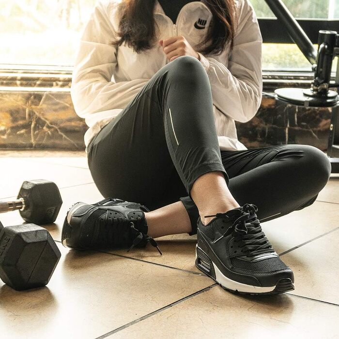 Кросівки для бігу Hitmars для чоловіків та жінок. З шнурівкою, повітряною подушкою, антиковзаючою підошвою, легкі, комфортні. Розміри EU36-EU47 (42 EU, чорно-білі)