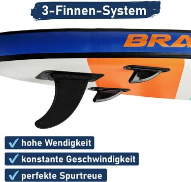 Надувний SUP Борд BRAST Tropic | Комплект для станд ап паддлбордингу | 320x81x15 см | 6 дизайнів | 5 років гарантії | з аксесуарами | 2в1: SUP та каяк | тримач для Action-Cam, лапка, насос, рюкзак | Гаваї