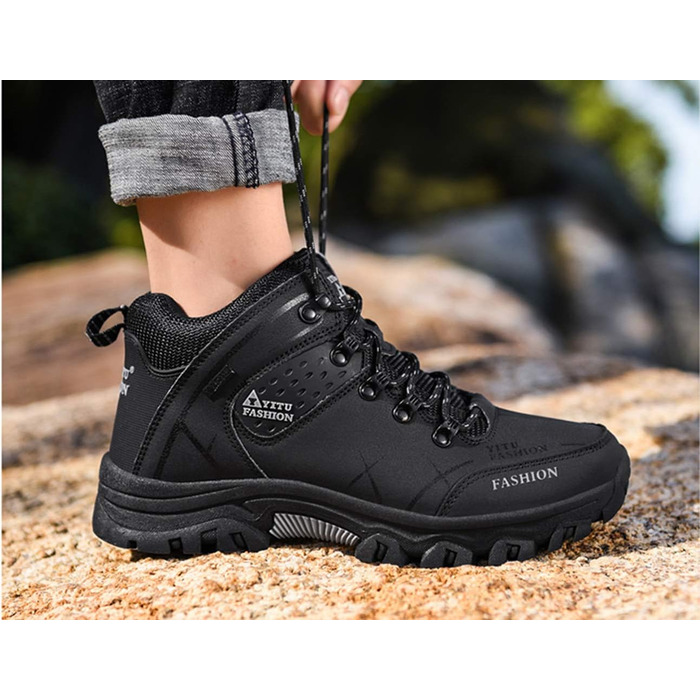 Чоловічі трекінгові черевики для туризму та бігу, чорні, водонепроникні, High Top (39 EU)